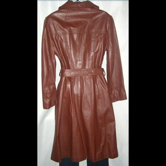 Vintage Youthcraft Oxblood Leather Trench Coat M - Picture 3 of 8